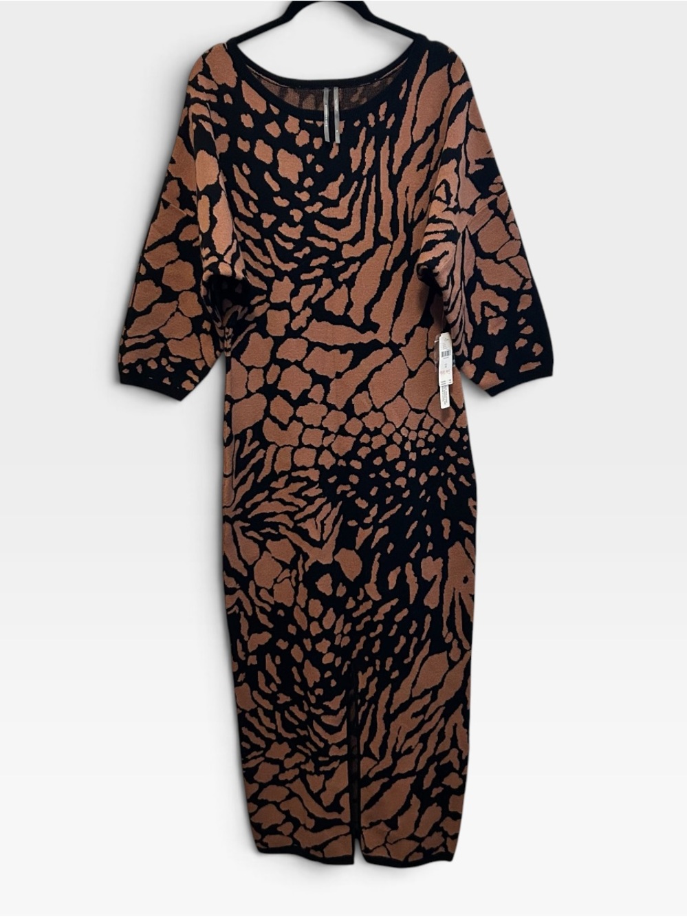 NWT Anthropologie Animal Print Maxi Sweater Dress Size Medium
